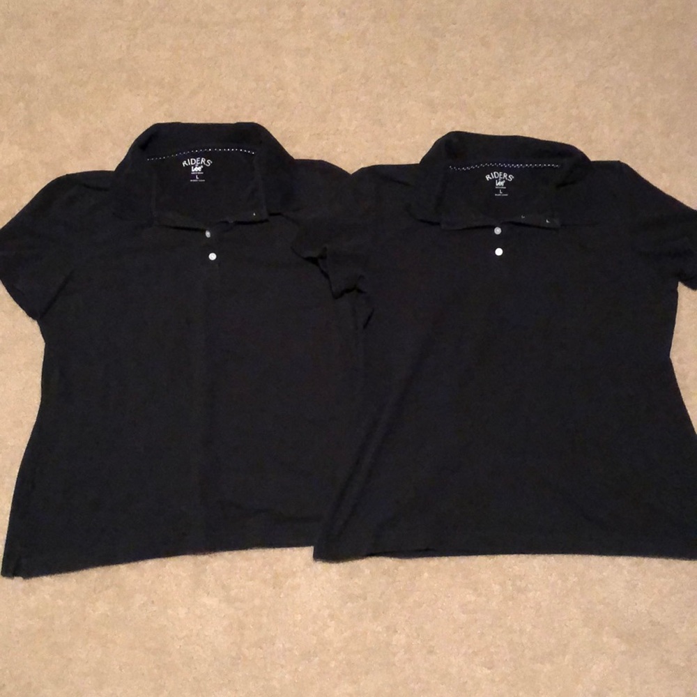 2 black polo shirts
